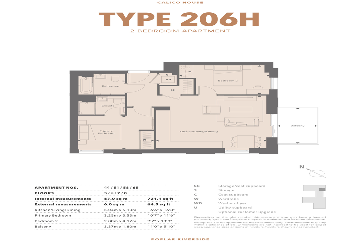 Type 206-H 2 Bed Apartment